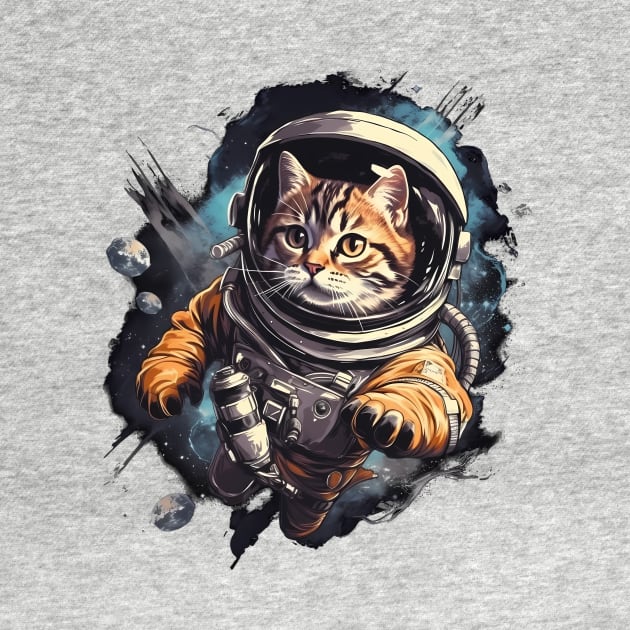 Astronaut Kitten In Outter Space by Purrestrialco